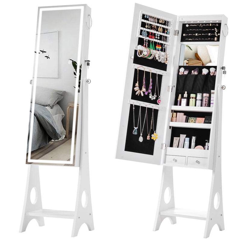 Fashion Simple Jewelry Storage Mirror Cabinet With LED Lights