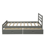Platform full bed with drawers, gray