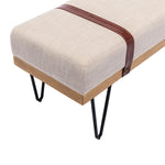 Linen Fabric soft cushion wood frame Rectangle bed bench