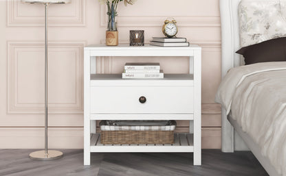 Modern Wooden Nightstand White