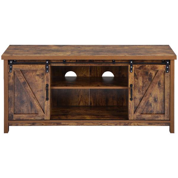 TV Stand，Barn door modern &farmhousewood entertainment center，  Console for Media,removable door panel & living room with for tvs up to 60'',BARNWOOD/BLACK