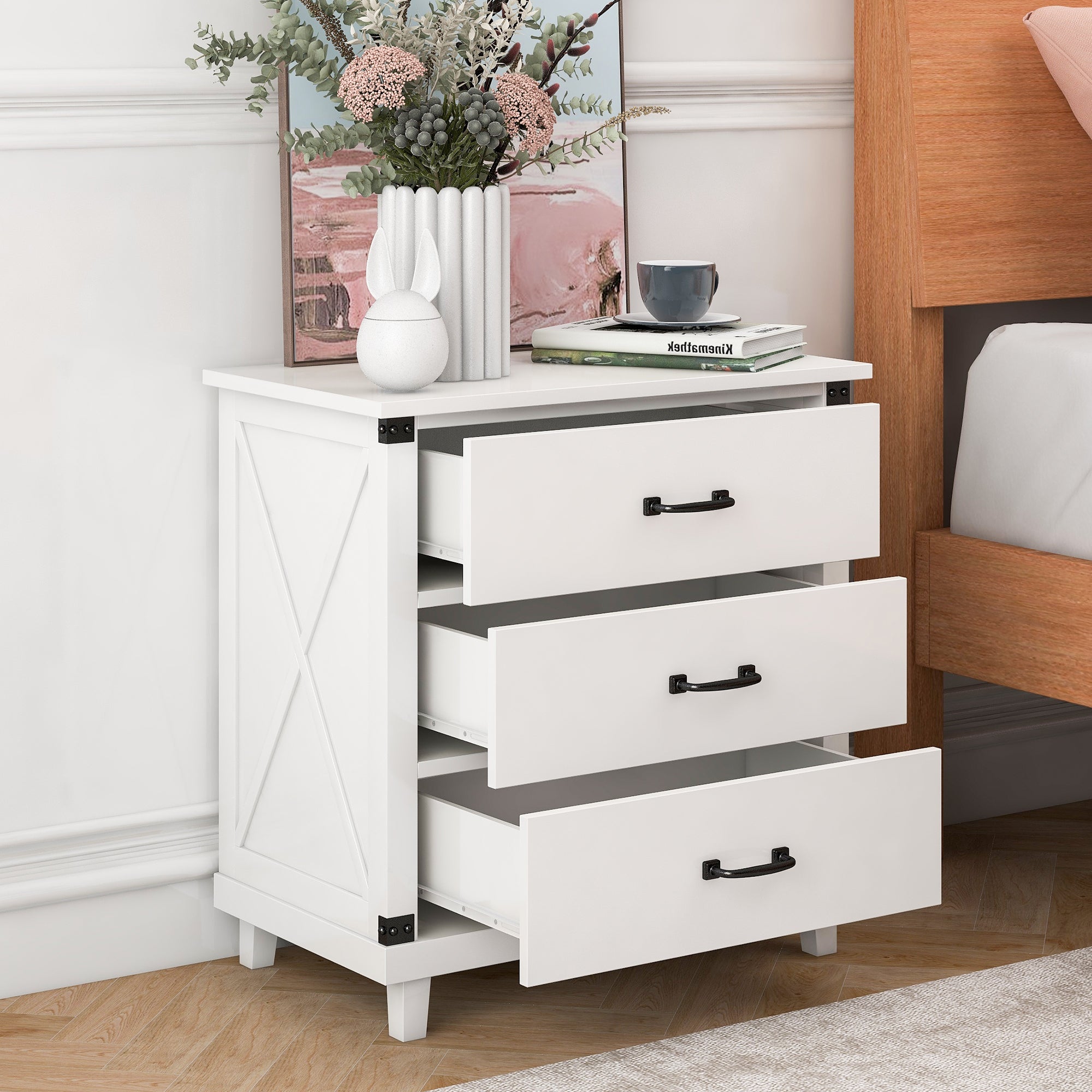 Modern Bedroom Nightstand White