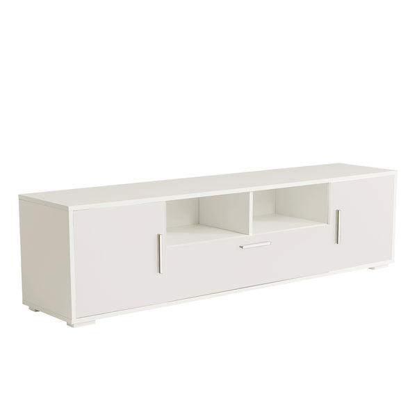 QUICK ASSEMBLE WHITE morden TV Stand,only 20 minutes to finish assemble, with LED Lights,high glossy front TV Cabinet,can be assembled in Lounge Room, Living Room or Bedroom,color:WHITE