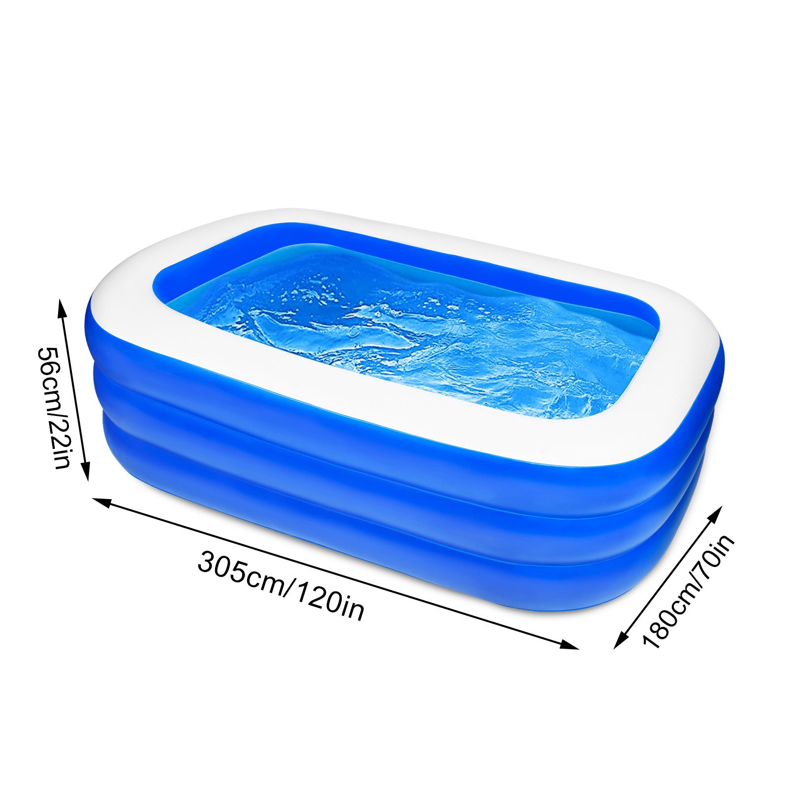 Inflatable Swimming Pool Three-layer Printing, Blue