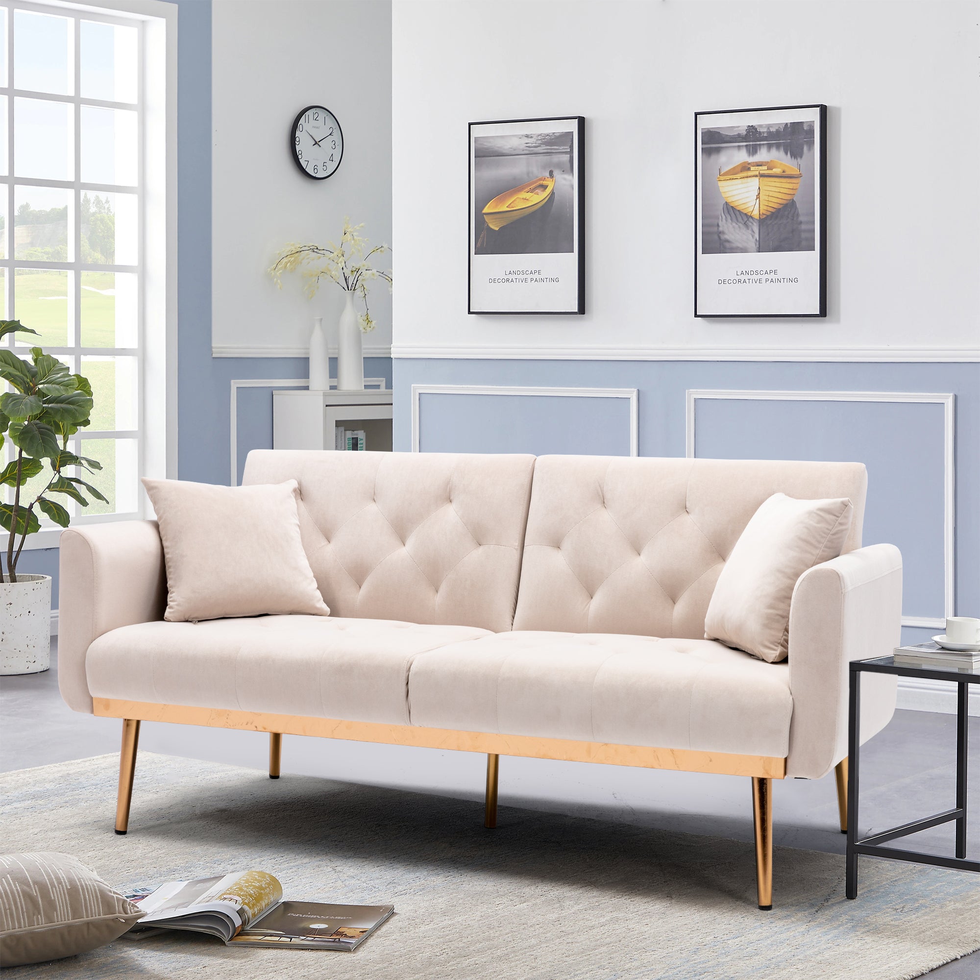 Giga Loveseat Sofa With Rose Gold Metal Feet