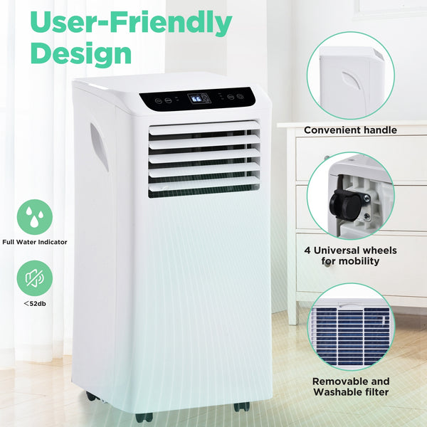 Portable Air Conditioner with Remote Control 8,000 BTU Compact Home AC Cooling Unit with Dehumidifier & Fan Modes, Complete Window Mount Exhaust Kit, 115V