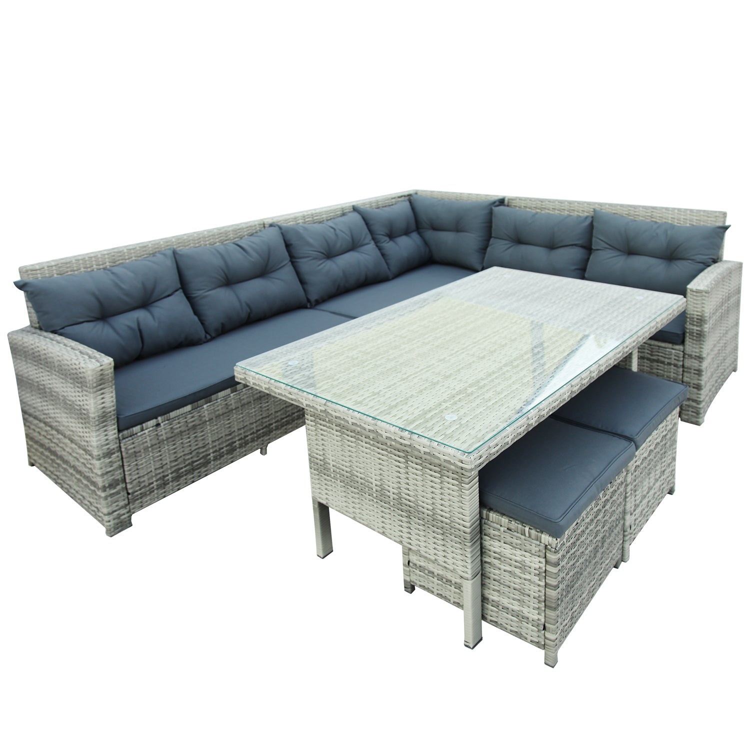 Patio Furniture Outdoor Sectional Sofa Set, Gray (6Pcs)
