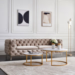 Modern Nesting coffee table,golden  metal frame with marble color top-31.5"