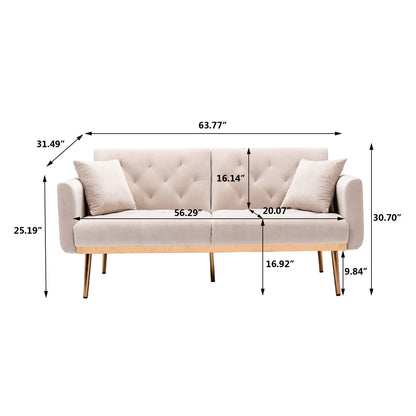 Giga Loveseat Sofa With Rose Gold Metal Feet