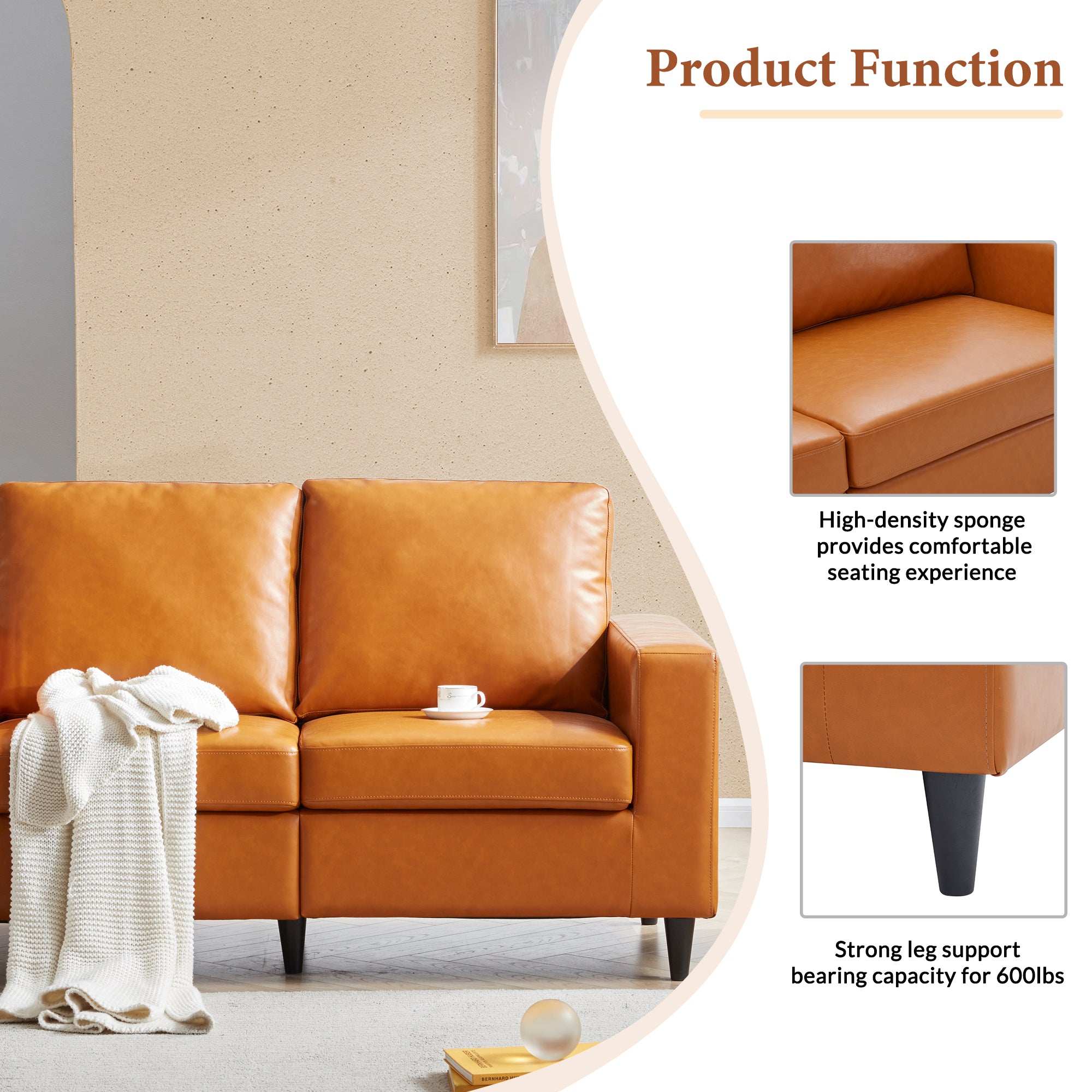 Modern Style PU Leather Upholstered Loveseat Sets