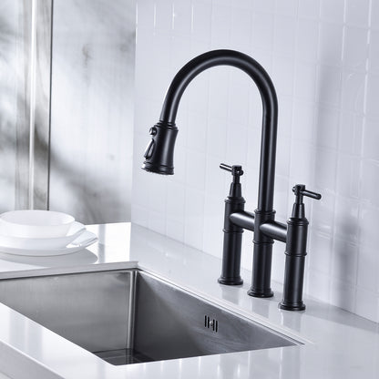 Bridge Kitchen Faucet with Pull-Down Sprayhead in Spot