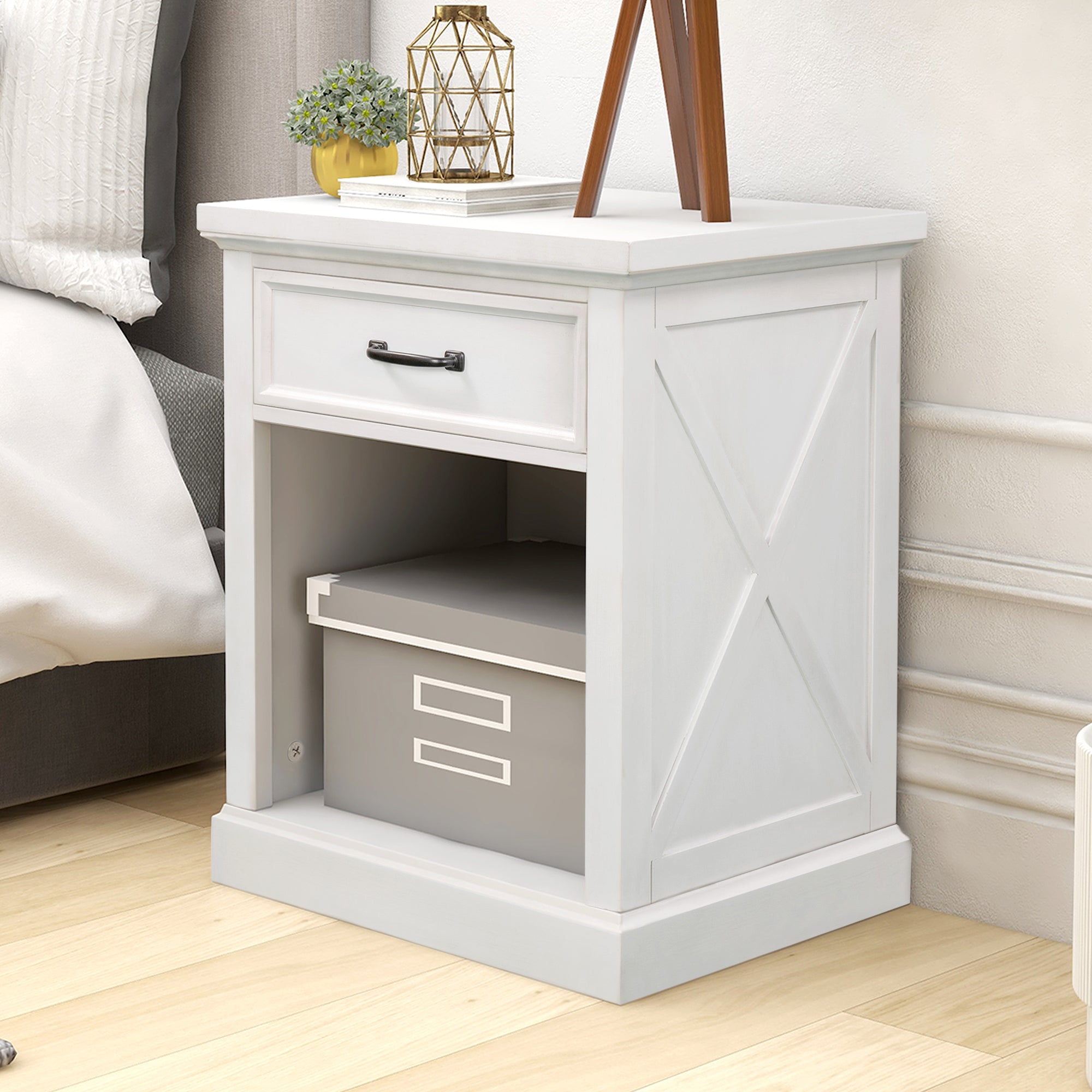 Modern Wooden Nightstand White