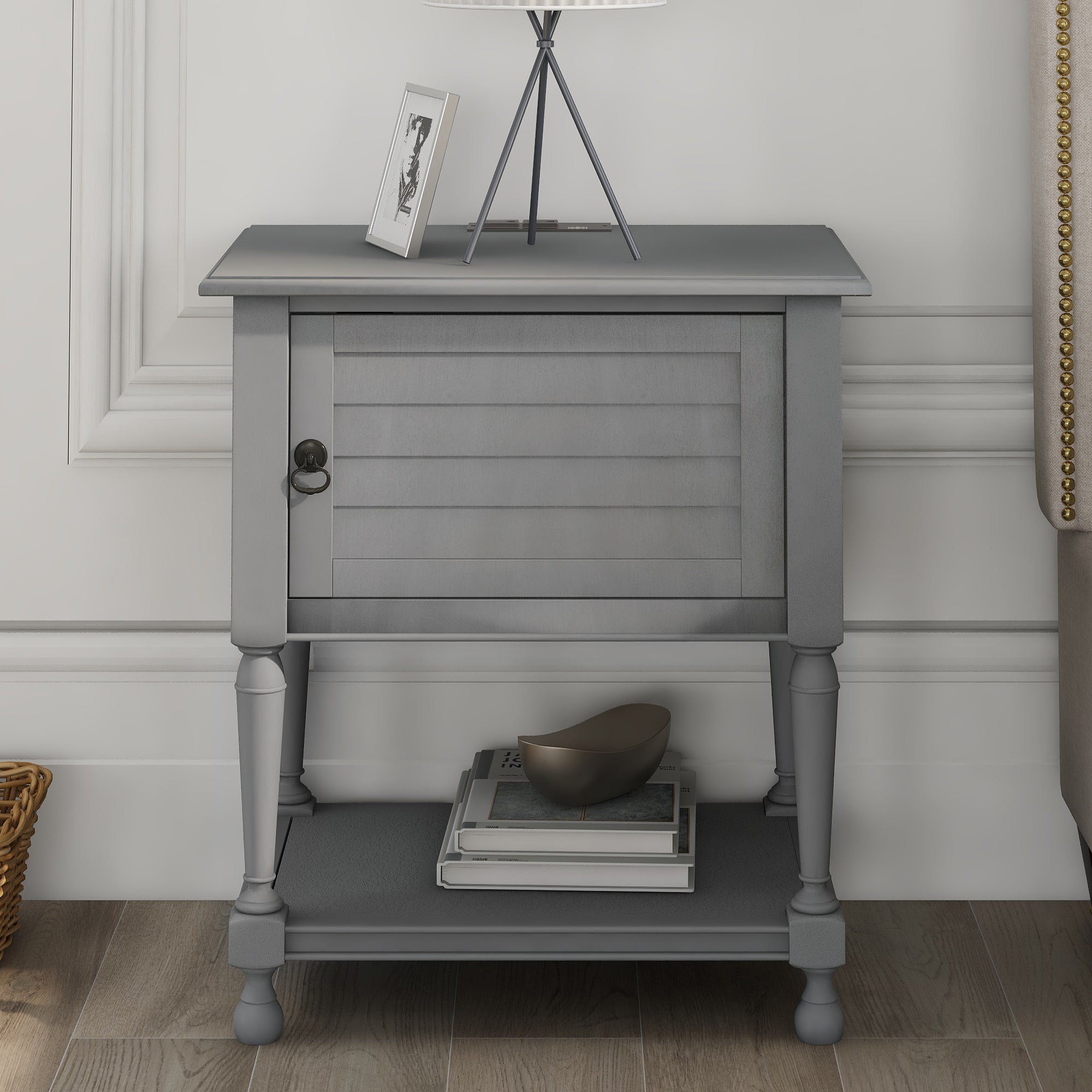 Versatile Nightstand with USB Charging Design, Gray