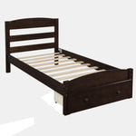 Platform Twin Bed Frame with Drawer, Espresso