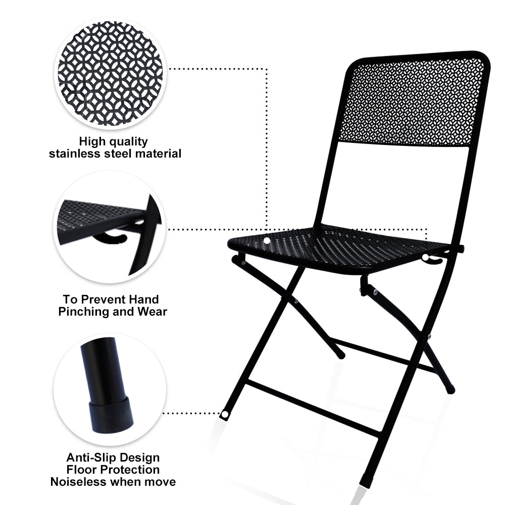 Metal Folding Outdoor Patio Furniture Sets, 3 PCS Sets