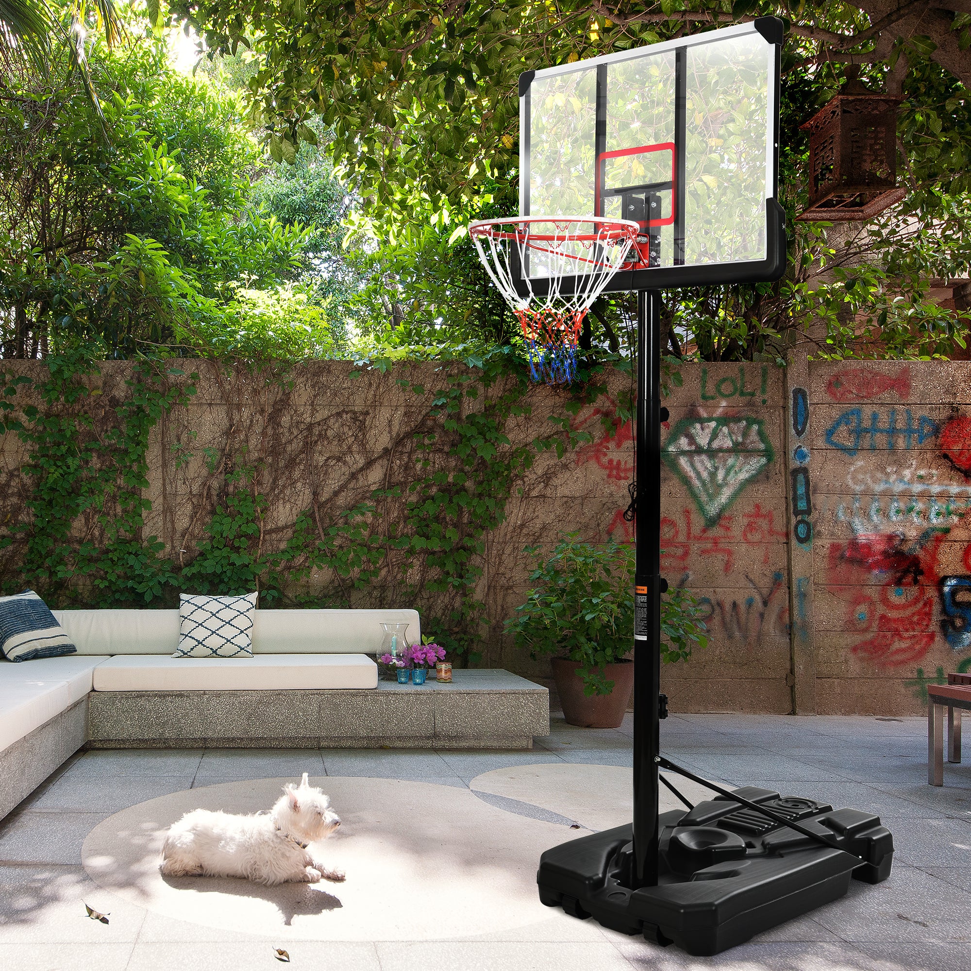 Portable Basketball Hoop Basketball with LED Lights, Black