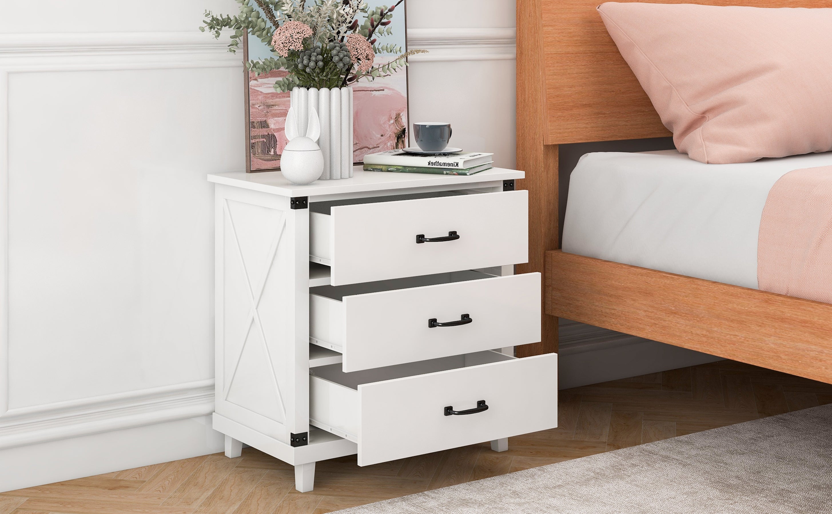 Modern Bedroom Nightstand White