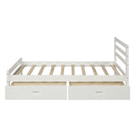 Wood platform twin bed with two drawers (white)