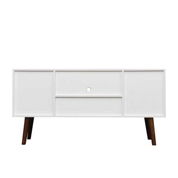 TV Stand Use in Living Room Furniture with 1 storage and 2 shelves Cabinet, high quality particle board,White