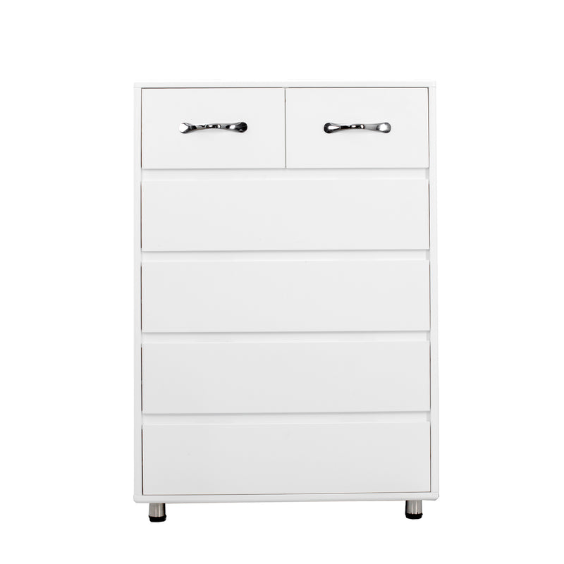 Six drawer side table-white