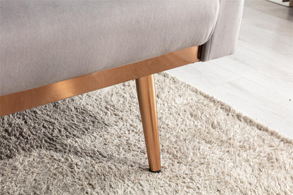 Giga Gray Velvet Loveseat Sofa With Rose Gold Metal Feet