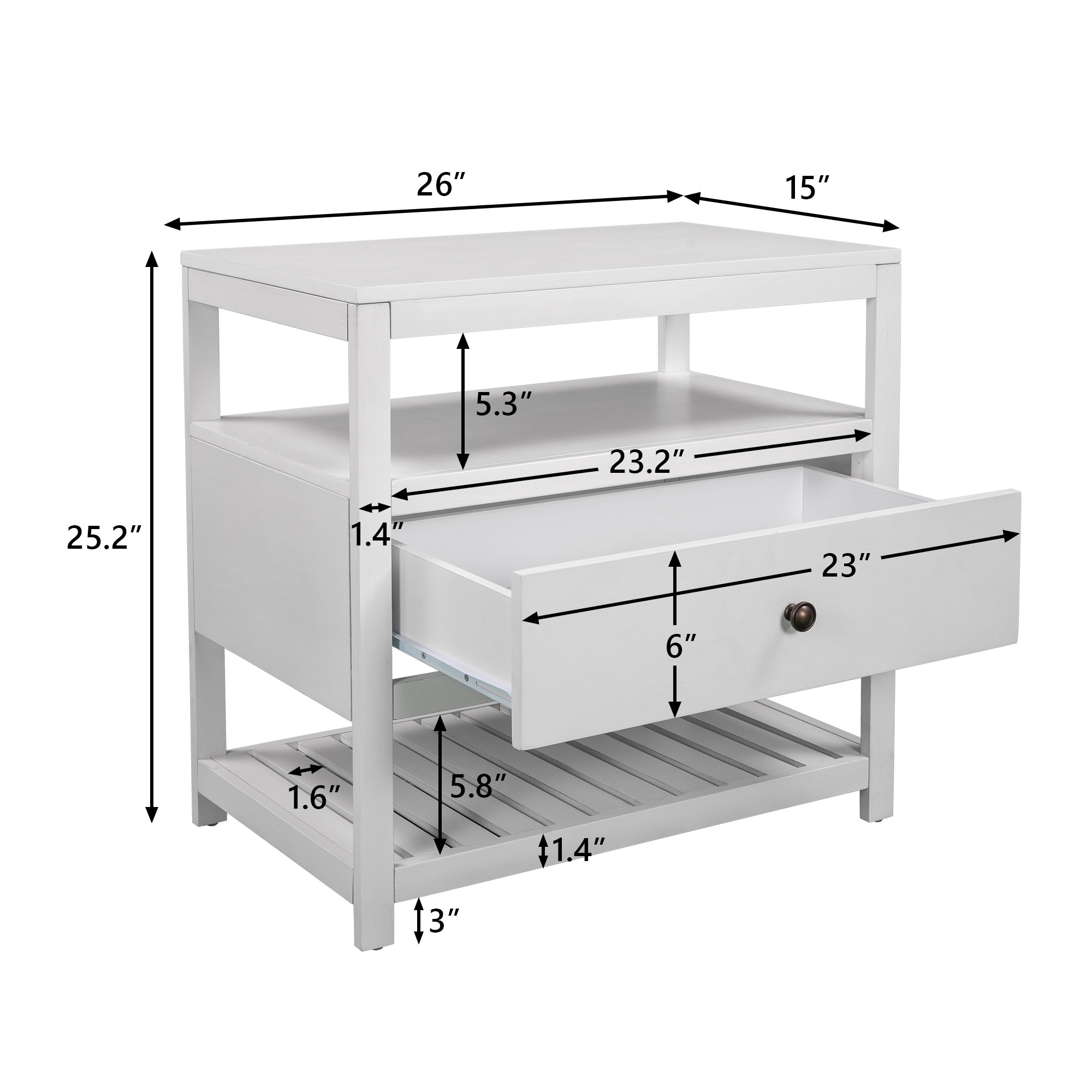 Modern Wooden Nightstand White