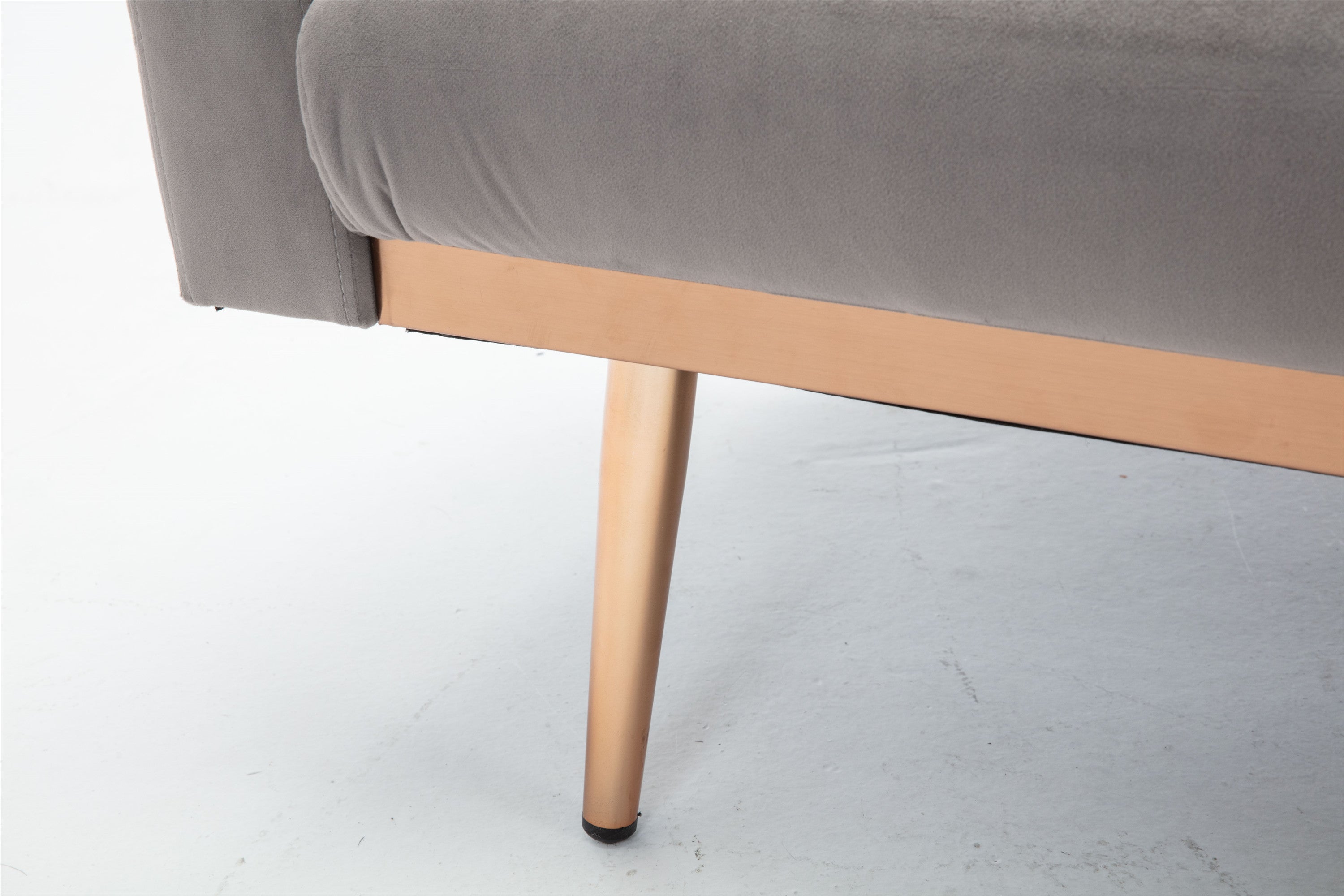 Giga Gray Velvet Loveseat Sofa With Rose Gold Metal Feet