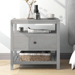 Modern Wooden Nightstand with Drawers Gray