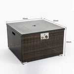 Outdoor Gas Fire Pit Square, Dark Brown