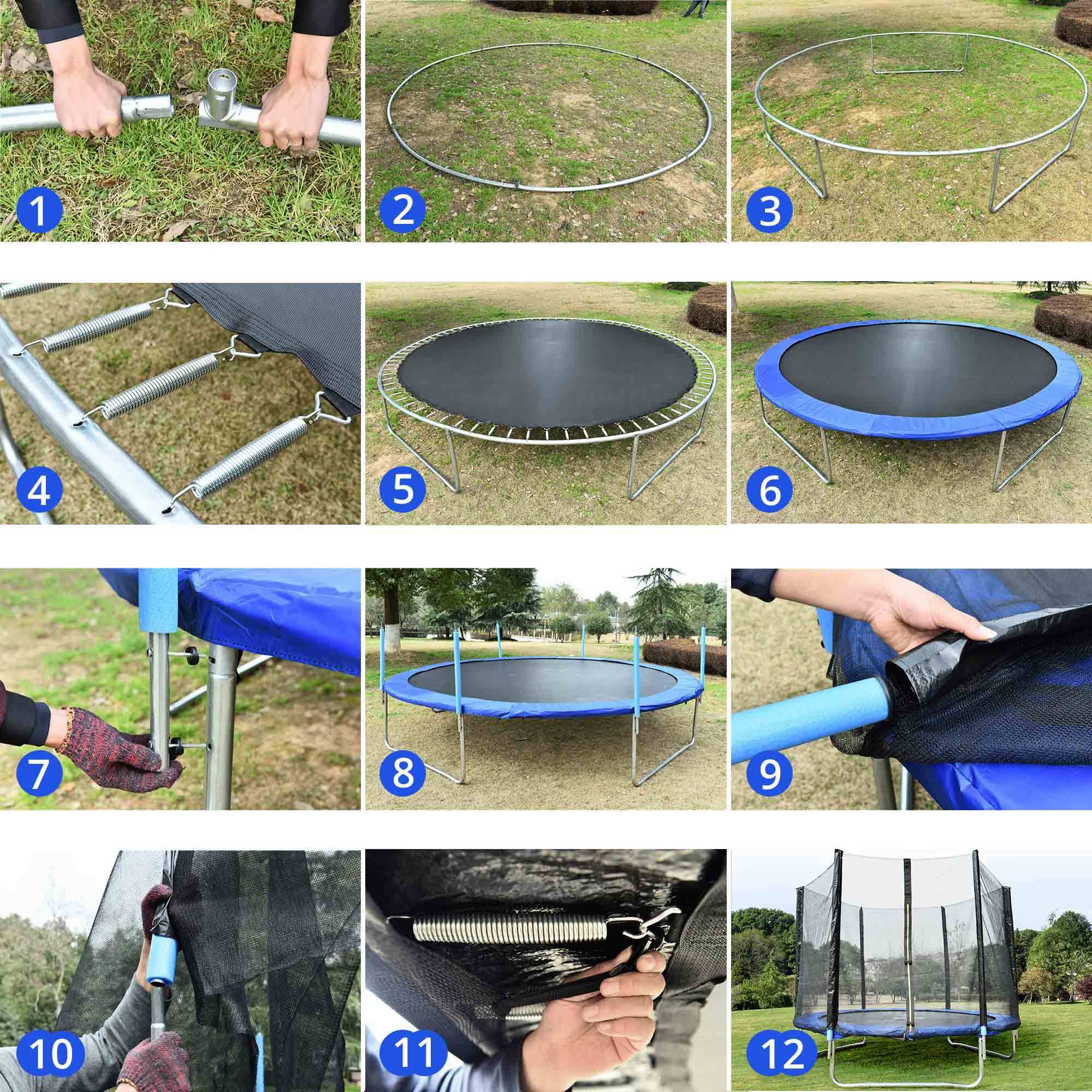 Outdoor Trampoline with L-zipper 10FT, Blue