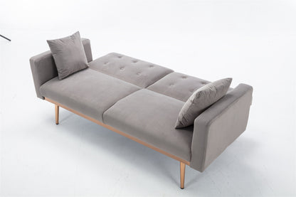Giga Gray Velvet Loveseat Sofa With Rose Gold Metal Feet