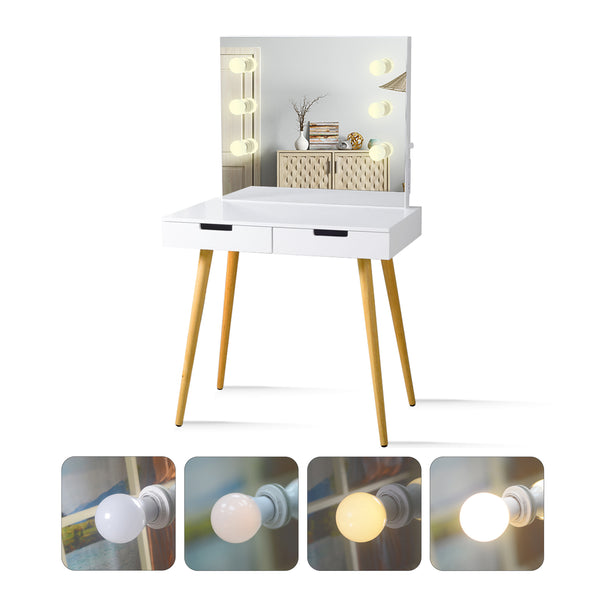 Vanity Table Makeup Dressing Desk with LED Light,White