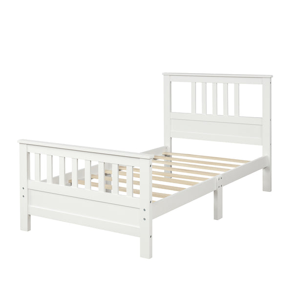 Platform Twin Bed with Headboard and Footboard, White