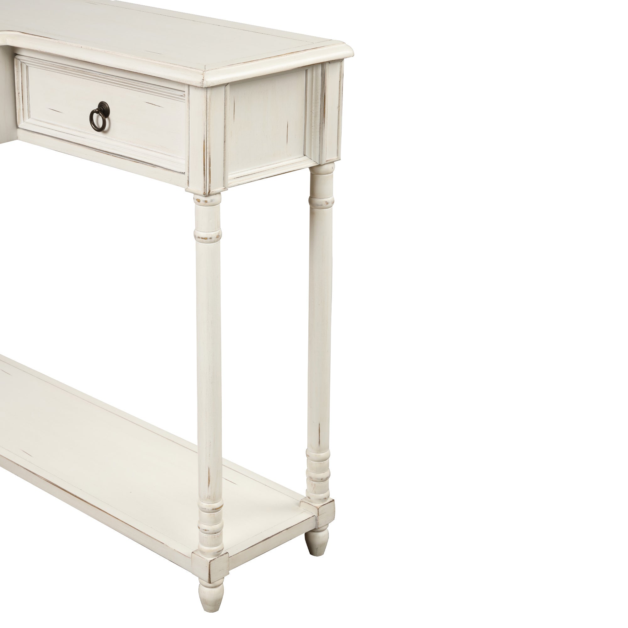TREXM Console Table Sofa Table with Drawers for Entryway with Projecting Drawers and Long Shelf (Antique White)