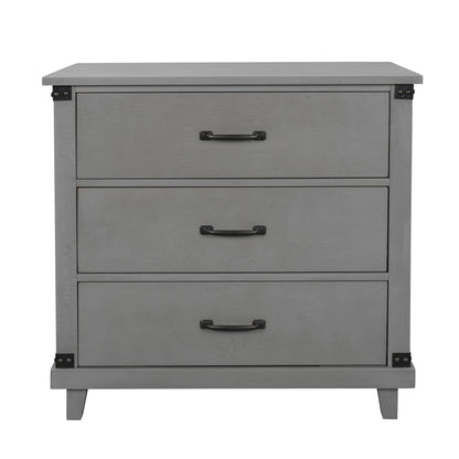 Modern Bedroom Nightstand with 3 Drawers Gray