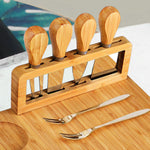 7 Piece Bamboo Cheese Board Set With Knives