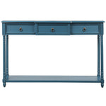 TREXM Console Table Sofa Table with Drawers for Entryway with Projecting Drawers and Long Shelf (Antique Navy)