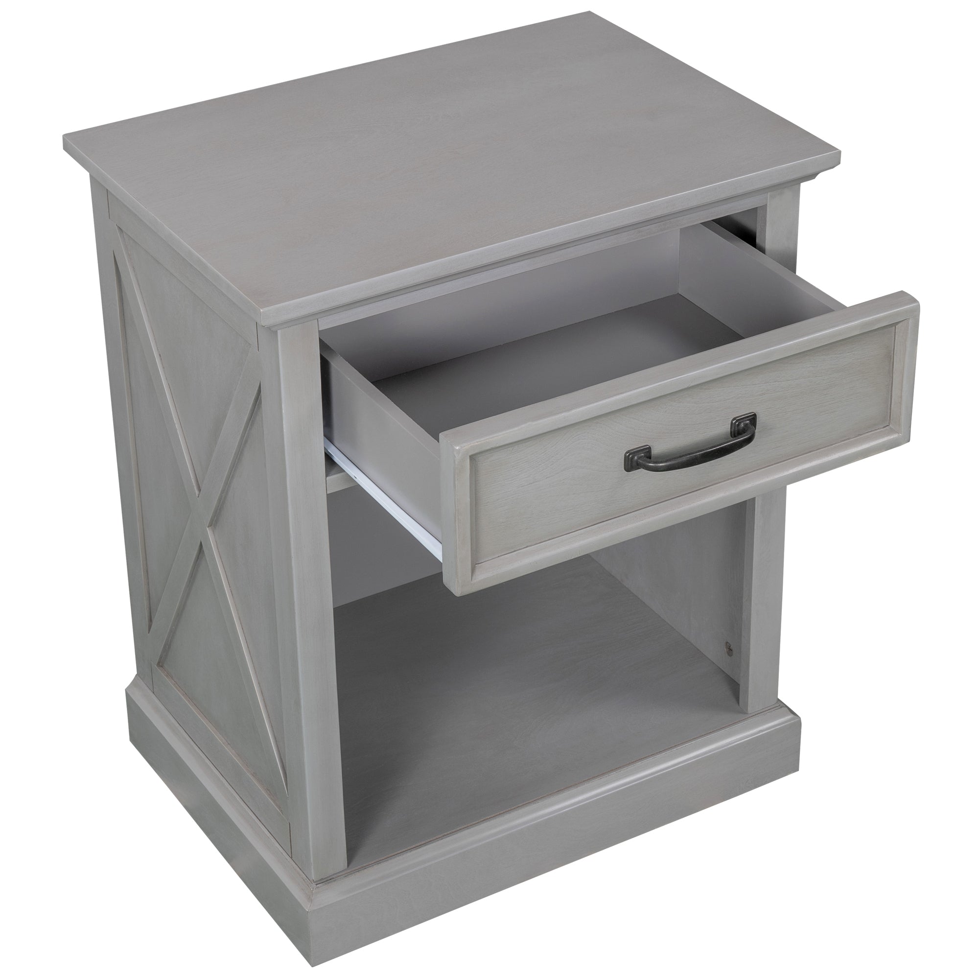 Old Paint Style Modern Wooden Nightstand Gray